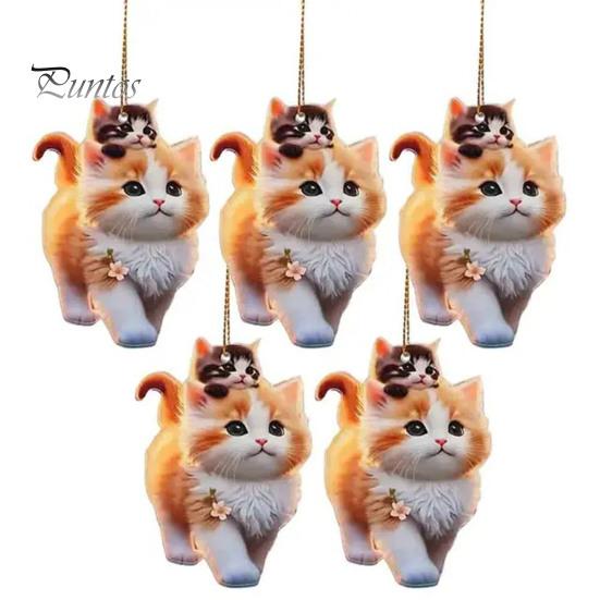 Cartoon Katze Acryl Hängende Dekoration Hause Innen Weihnachten Baum Auto Rückspiegel 2D Flache Kätzchen Hängende Ornament Tier Anhänger