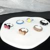 Dripping Oil Maillard Dark Bow Star Opening Ring Set Cold Style Fashion Ring Women