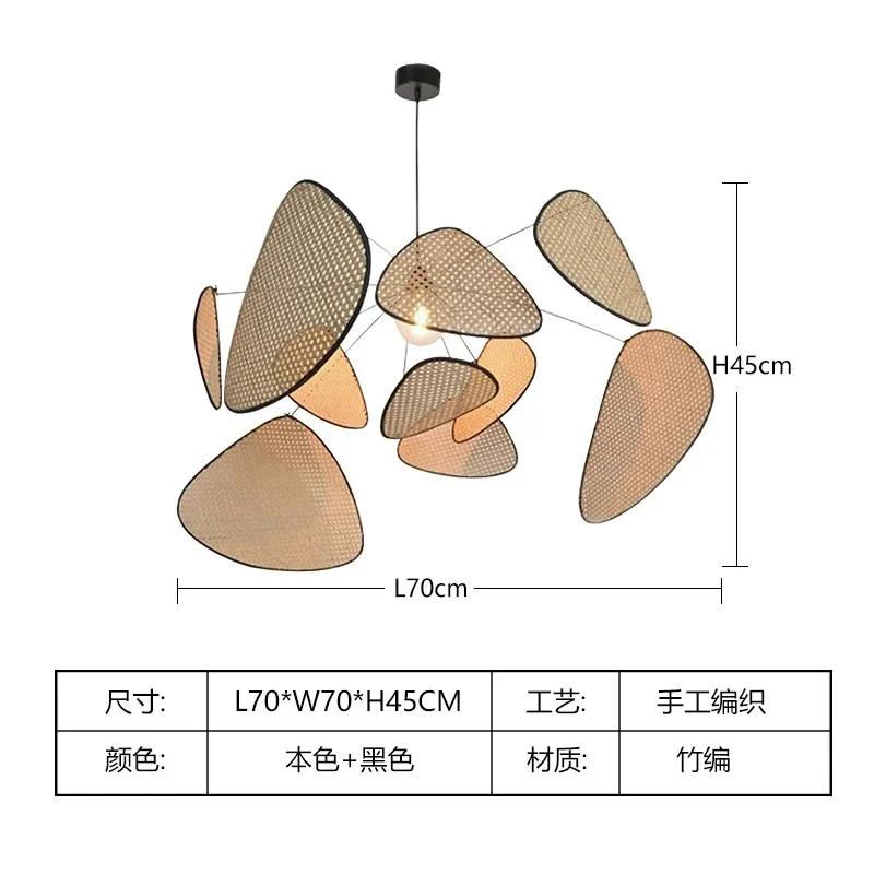Living Room Chandelier Dining Room Leaf Grid Rural Hand Made Rattan Art Screen Lamp Bedroom Home Decor