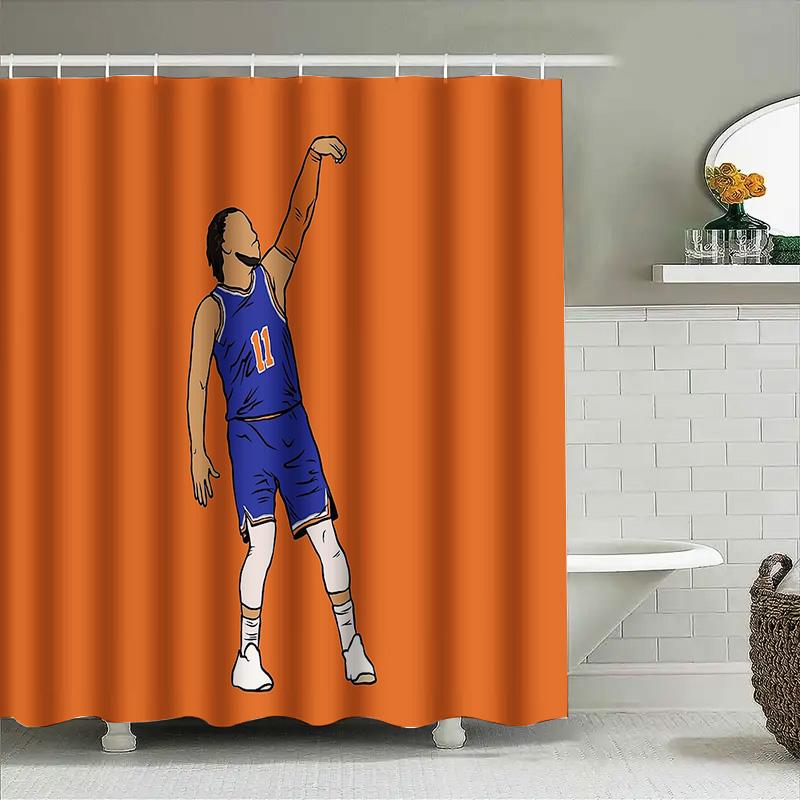 Basketball Shower Curtain Sports Theme Decor Modern Abstract Art Bath Curtain Gift For Gym Lover Man Cave Decoratio