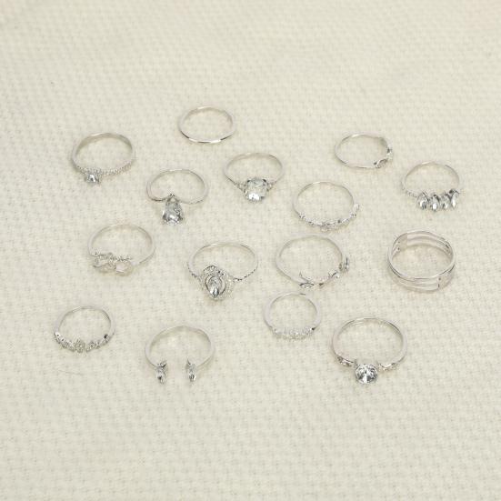 15Pcs/Set Women Bohemian Rhinestone Stackable Finger Rings Jewelry Gift for Daily Wear