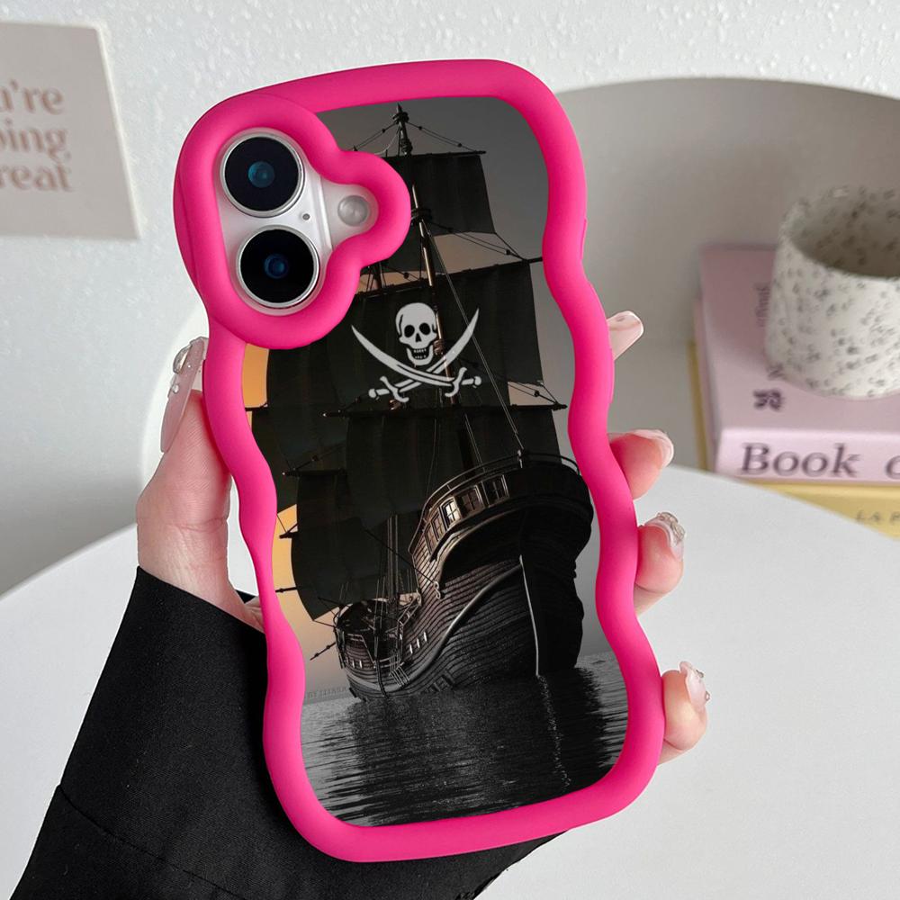 

Pirate Corsair Mobile Phone Case for iPhone 17 16 15 14 13 12 11 Air Pro Max Plus Wavy Edge TPU Colorful Cover Luxury Cover iPhone 14
