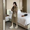 Medium and long pullover knitted top for women's autumn and winter new loose temperament lapel sweater skirt