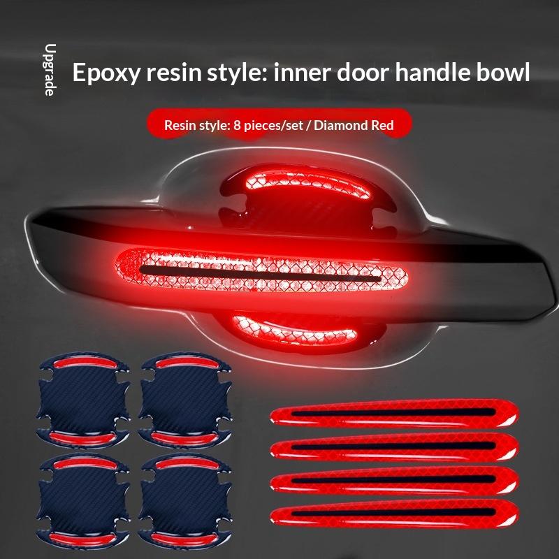 

8Pcs Car Door Handle Sticker Protection Sticker Door Handle Paint Surface Anti-Scratch Sticker Car Safety Reflective Strip 8pcs красный