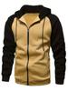 Cappotto con cappuccio in pile con cerniera Autunno Primavera Casual da Uomo Taglie Forti Pullover Largo Maniche Raglan Felpa Top