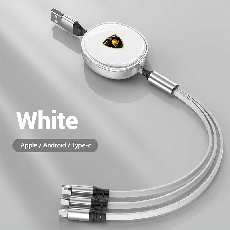 Cable Scalable Phone Car Interior 3 In 1 USB Fast Charging Cable For Lamborghini Urus Huracan Aventador Premium Auto Accessories