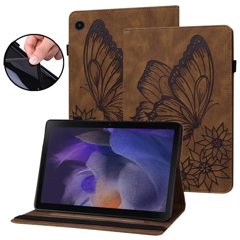 

Для Samsung Tab A8 2021 Чехол Для Samsung Galaxy Tab A8 10,5 дюйма SM-X200/5 Слотов для карт Чехол с принтом Caqa Планшет PU Funda + Ручка Tab A8 10.5inch 2021 коричневый
