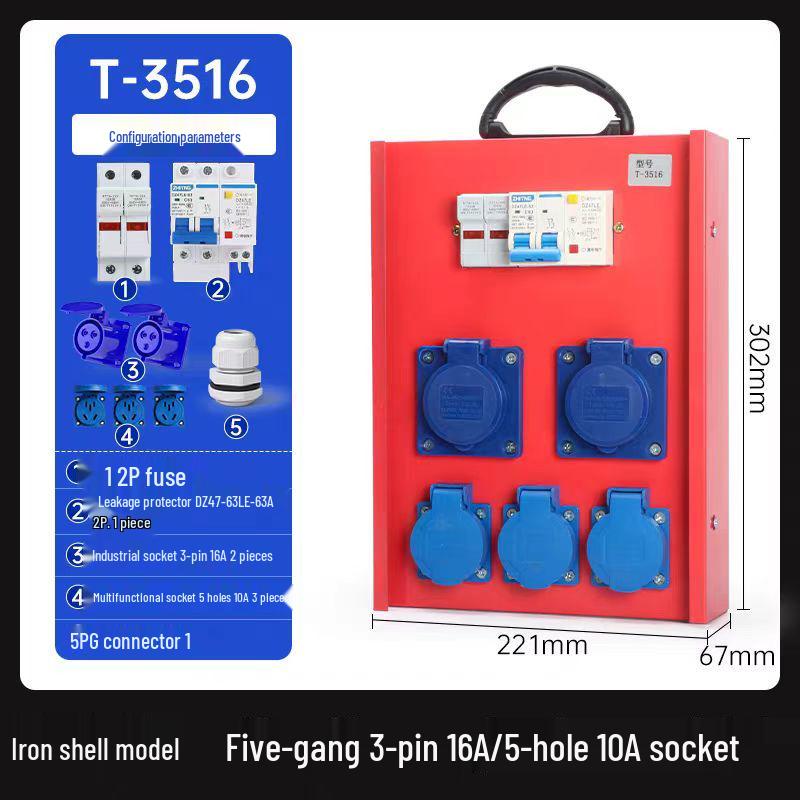 Compact Industrial Power Strip with RCD and Display for Construction Sites