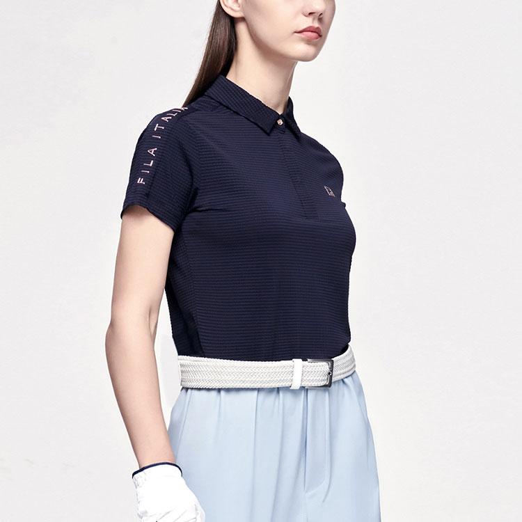 FILA Solid Color Golf Polo Shirt Women tops Legendary-Blue A11W125156F-NV