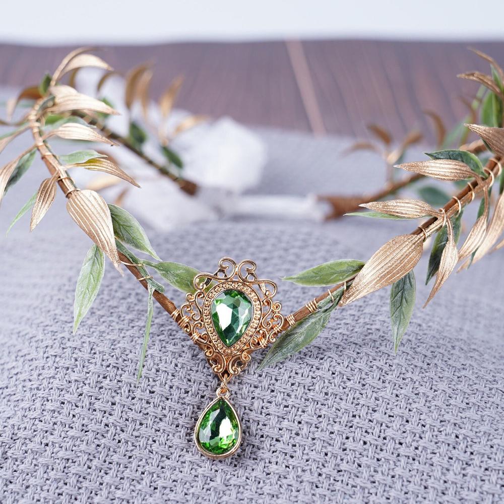 Fairy Crown Headwear Elf Tiara Girl Elven Headpiece Cosplay Costume Circlet Woodland Diadem Wedding Boho Baroque Headband Gifts