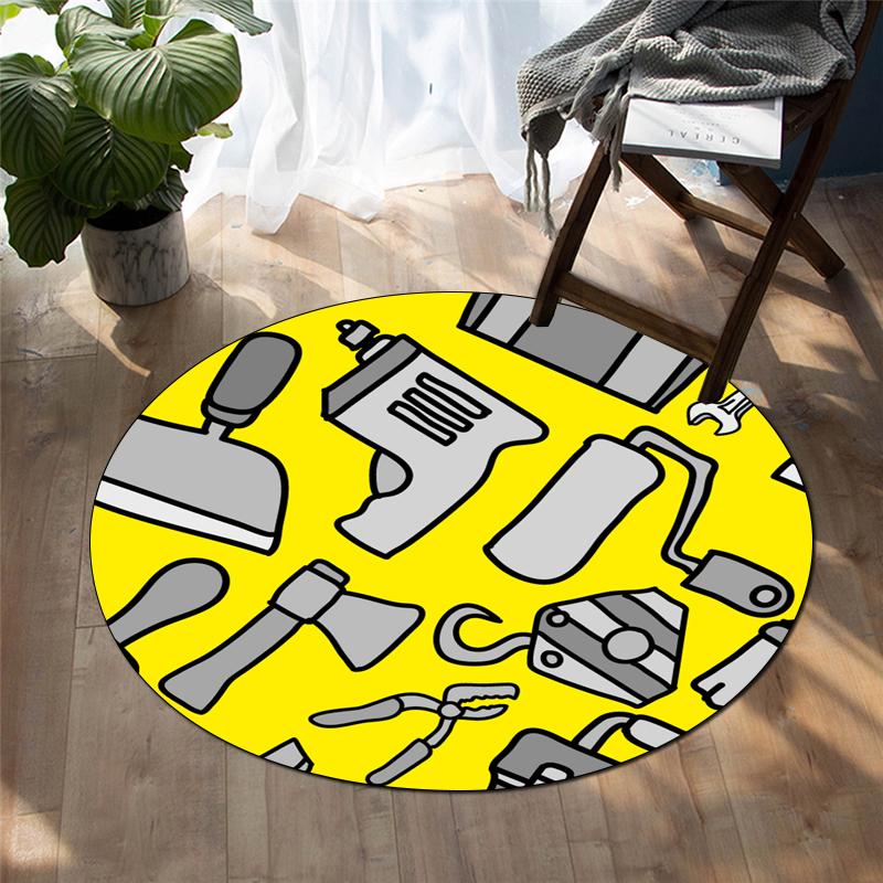 Cartoon-Druck Heimdekoration runder Teppich Wohnzimmermatte Kinderboden runder Teppich Yogamatte Schlafzimmer Gaming-Stuhlmatte