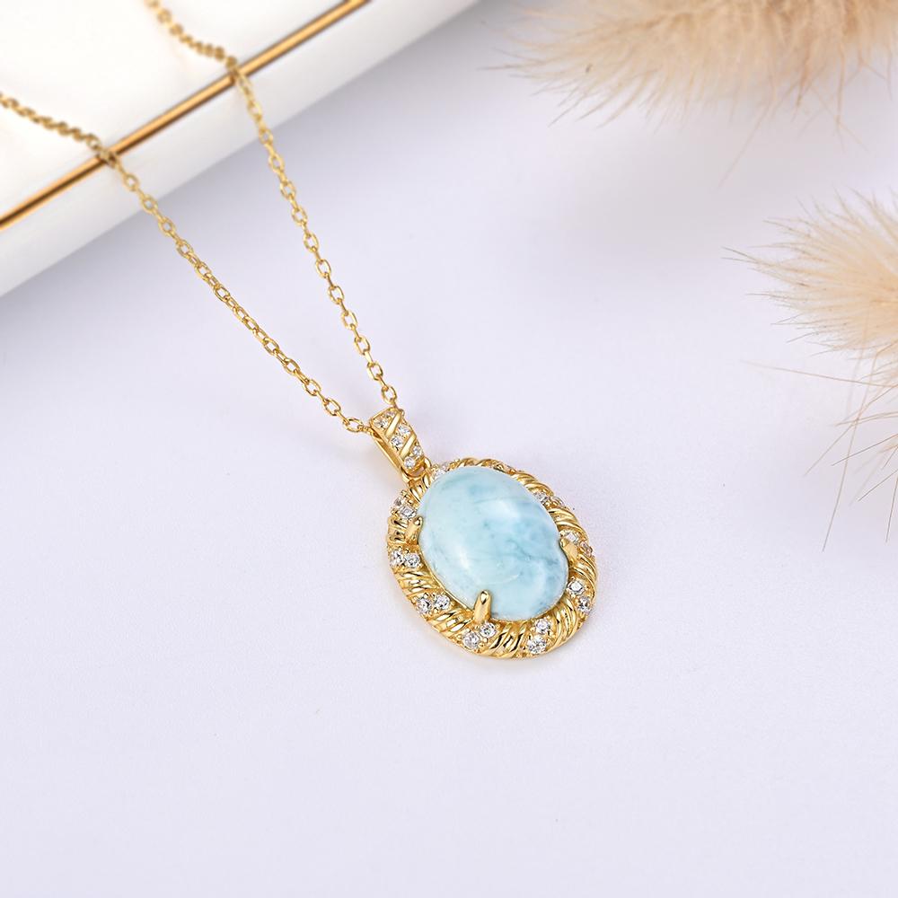 Nové prsteny náušnice přívěsek ze sterlingového stříbra 925 Přírodní drahokam larimar pravý drahokam dámské jemné šperky pro Zásnubní dárek