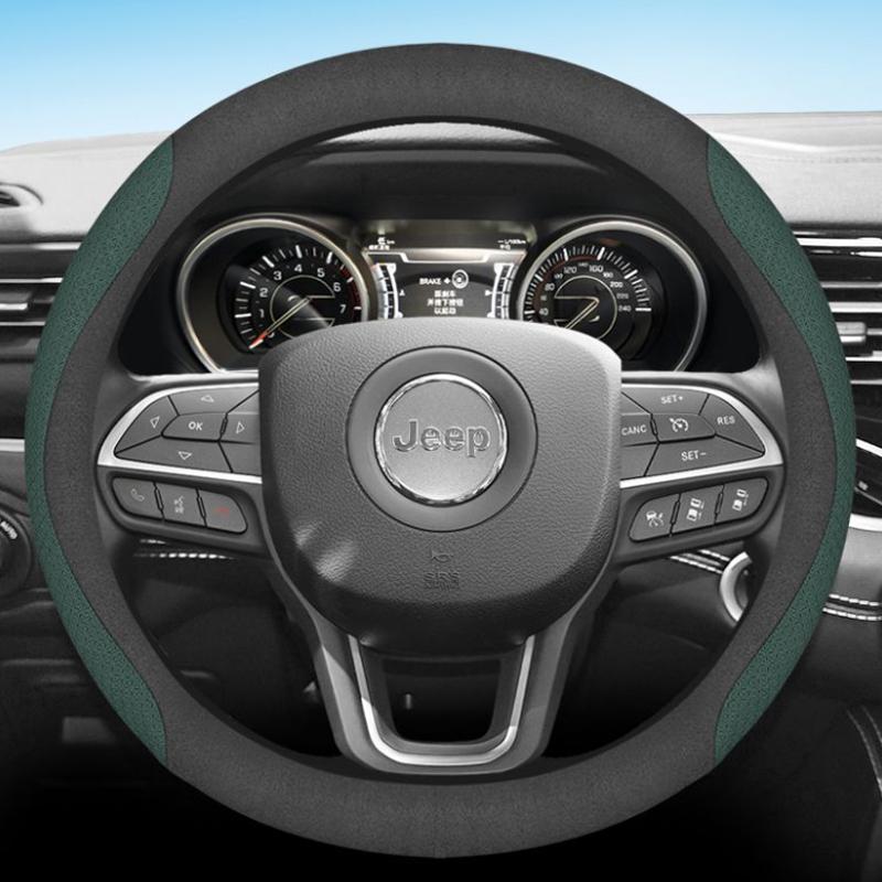 Leather Car Steering Wheel Cover for Jeep Grand Cherokee Wrangler Compass Avenger Renegade 2012 - 2023 2024 2025 Accessories