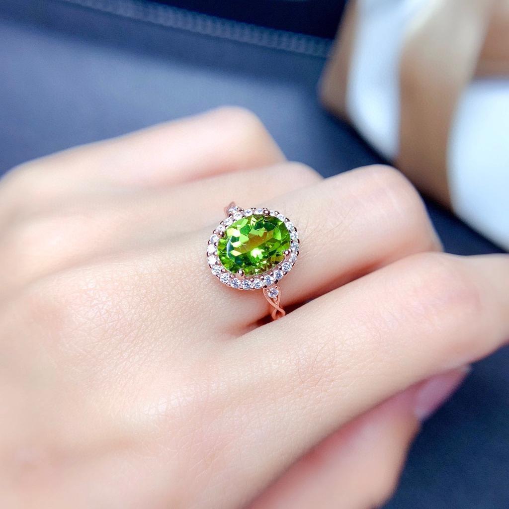 Diwenfu 14k Roségold Schmuck Grüner Topas Ring für Frauen Feine Anillos De Bizuteria Bague oder Jaune Eheringe Ring Schmuckschatulle