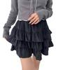 WEGO PHILLY Corduroy Size Black 3-Tiered Skirt, Women's, F,