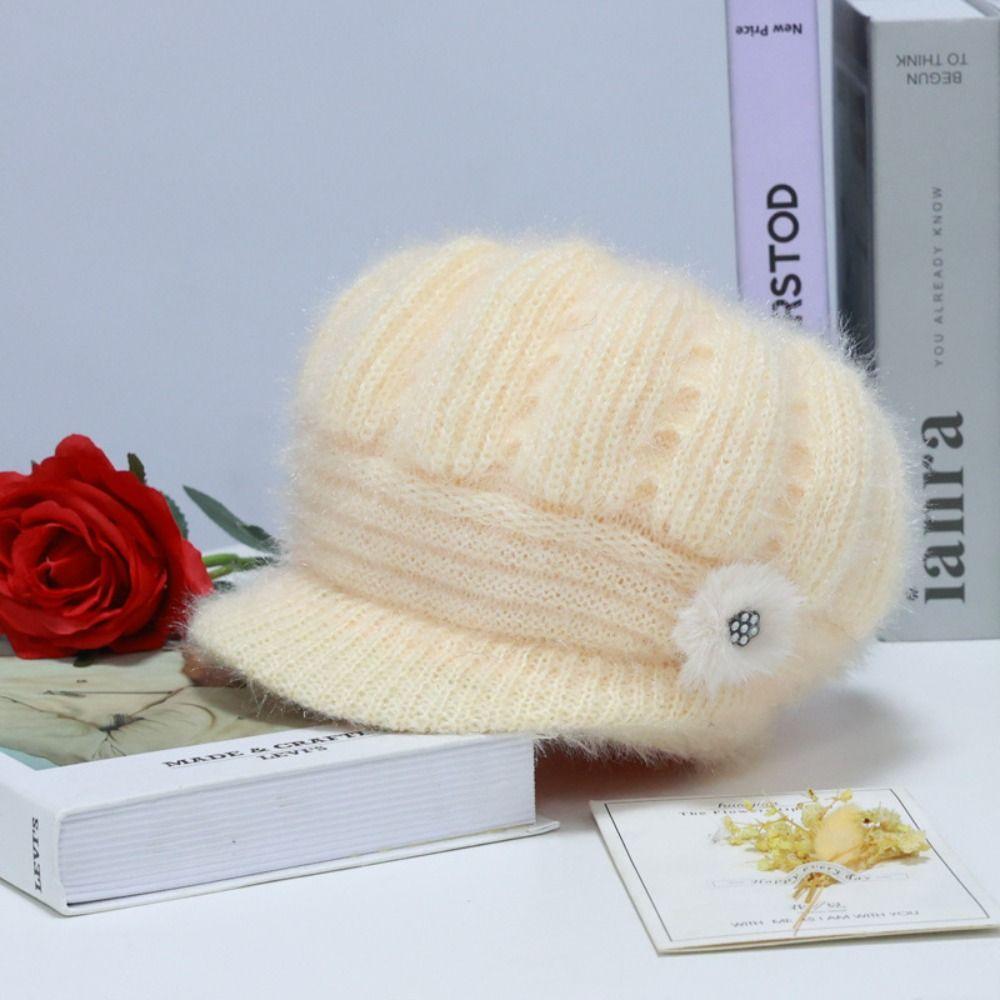 Plush Simple Mommy Hat Thicken Winter Warm Cap Elegant Knitted Cap  Female/Girls