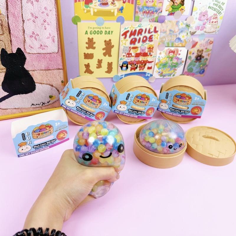 Colorful Bubble Dumpling Squeeze With Steamer Soft Tpr Dough Ball Decompression Fidget Toy Funny Creative Bun Gift