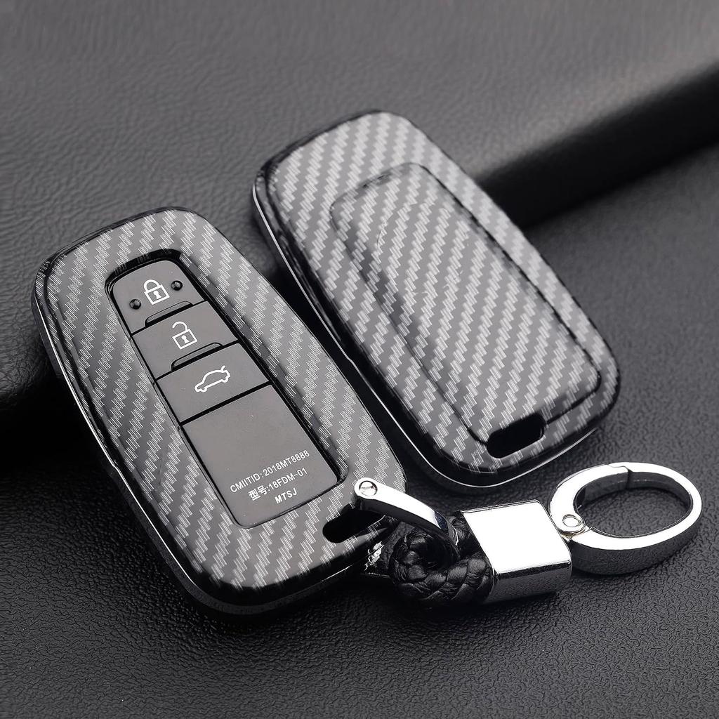 For Toyota Key Fob Cover, ABS carbon fiber pattern Key Fob Case Fit for 2017-2021 2022 2023 Toyota Corolla Camry RAV4 Highlander 4Runner Prius CH-R