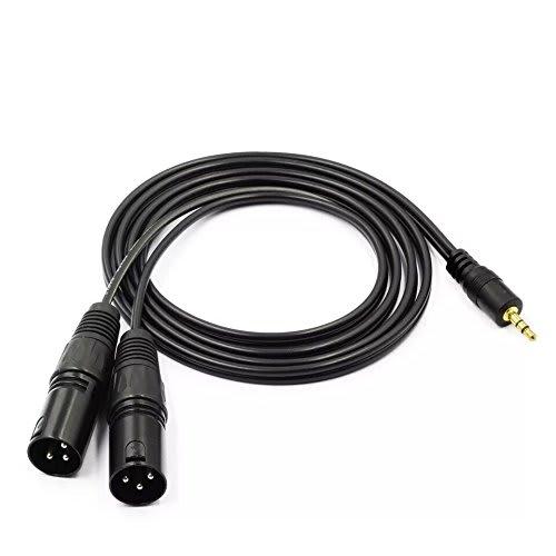 WV-9272-1.5B: Two XLR Male To 3.5mm Stereo Mini Plug Unbalanced Line Cable (1.5m, Black)