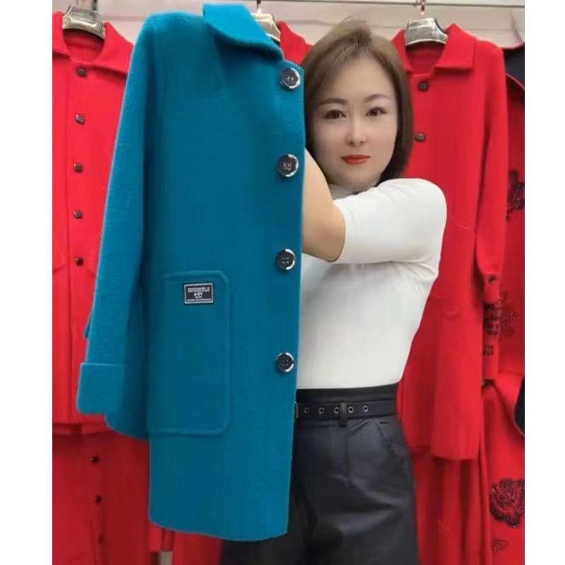 Women's Double-Faced Woolen Mid-Length Coat - Loose, Stylish, Warm, Perfect for Autumn and Winter