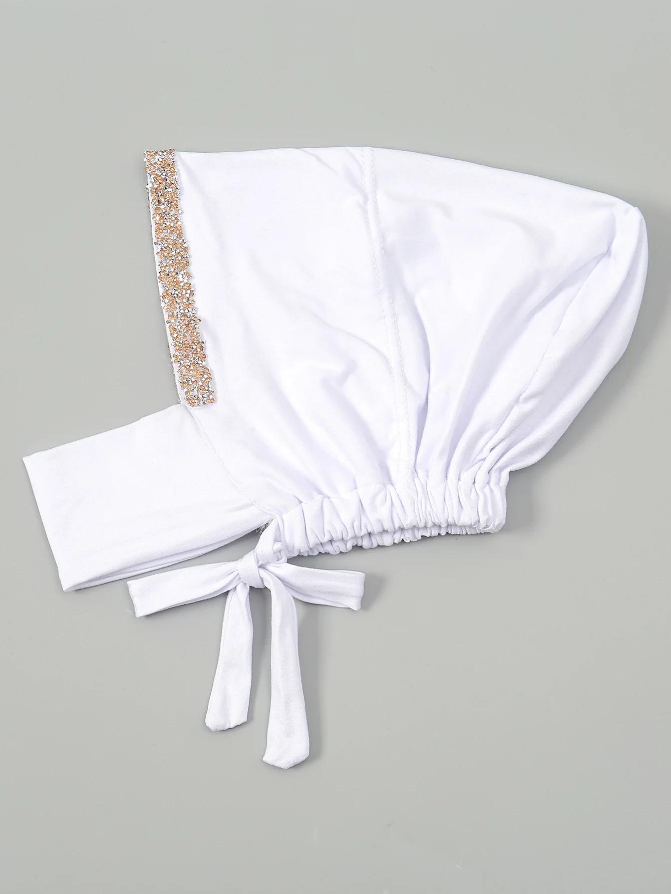 

New Drill Inner Cap Bonnet Muslim Under Scarf Turban Elastic Adjustable Elastic Strap Hair Hide Headscarf Undercaps Bandana