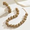 Handmade Wooden Beaded Necklace Set With Leopard Print Accents Boho Chic Statement Collar Chain Women Fall Winter