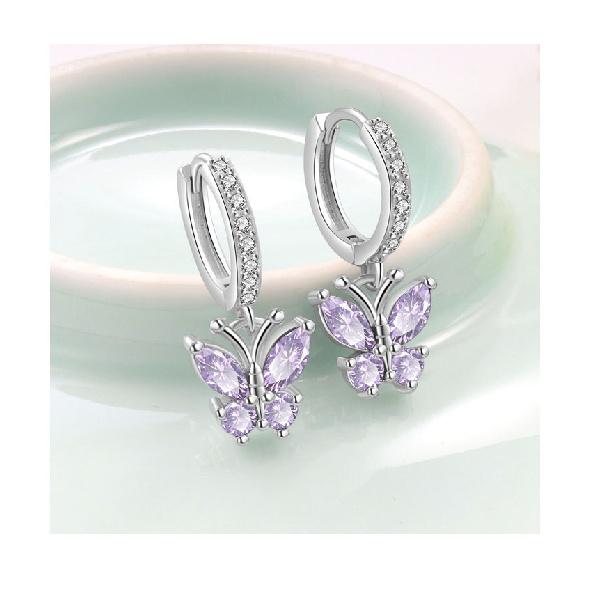 VENTFILLE 925 Sterling Silver Exquisite Zircon Colorful Butterfly Sparkling Earrings For Women Gift Jewelry Dropshipping