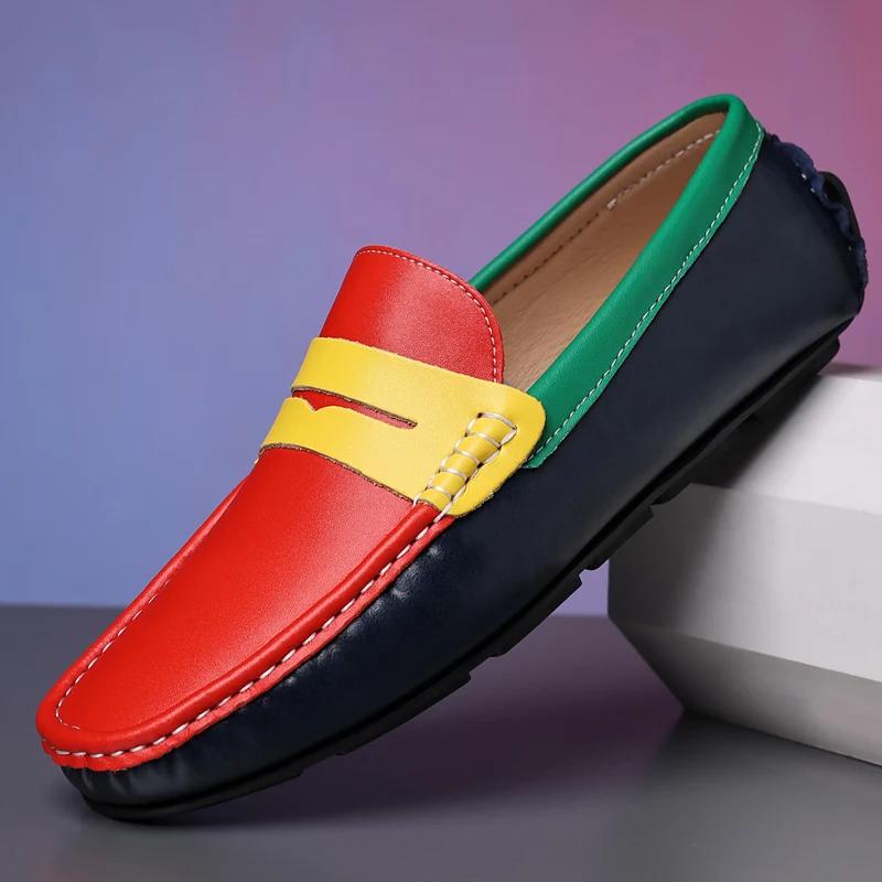 MAEDEF Scarpe Eleganti Scarpe Casual alla Moda Uomo Mocassini Lussuosi in Pelle Traspiranti Slip-on Scarpe da Barchetta da Uomo Mocassini Scarpe da Guida