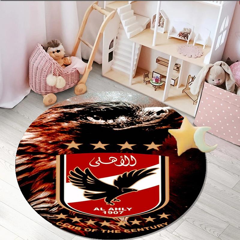 1PC round rug Ahly Football club Printed Round Area Rug ,Rug For Home Office, Round Chair Rug, Decorative Carpet Fan gifts Christmas gift