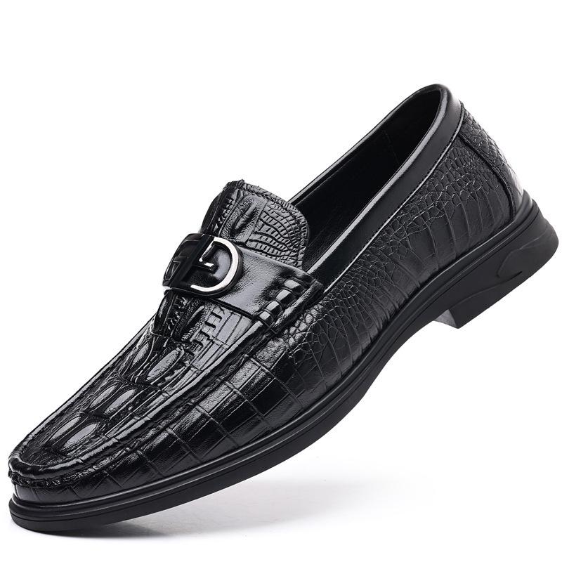 

New men s soft-soled business casual leather shoes men s one-pedal first-layer cowhide men s shoes 38 чёрный