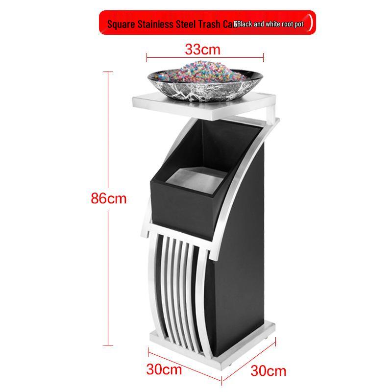 Stainless Steel Vertical Trash Can with Ashtray for Hotel and KTV Lobby Entrances