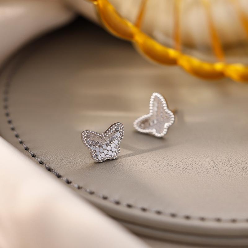 

Серьги-пусеты в виде бабочки из металла с пайетками, серьги простого дизайна, серьги премиум-класса