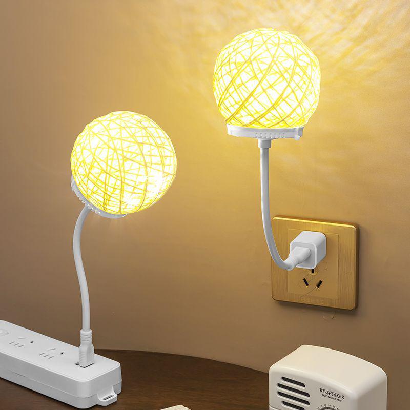 Remote Control Smart Voice-Activated Rattan Ball Night Light for Elderly, Children, Home, Dorms, and Students
