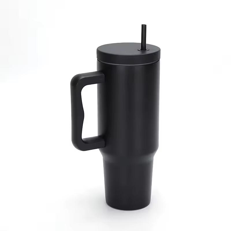 40 oz Becher mit Griff und Strohhalm, Thermos-Wasserflasche aus Edelstahl mit freundlicher Reise-Kaffeetasse für heißes/kaltes Wasser