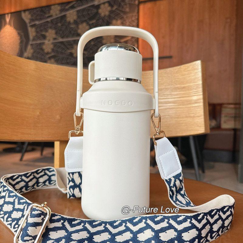 

Thermos Cup with Tea Separation, 316 Stainless Steel with Tea Strainer, Tea Brewing Kettle, Specially Designed for Students Going to School White 1200ml [with Tea Drain + Strap]
