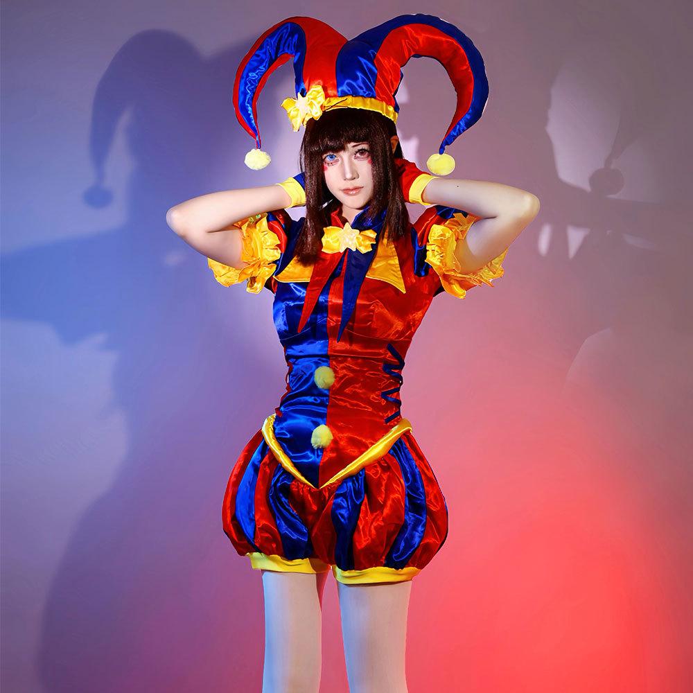 Pomni Cosplay Costumes Clown Uniform Anime The Amazing Digital Circus Role Play Halloween Carnival Party Outfit