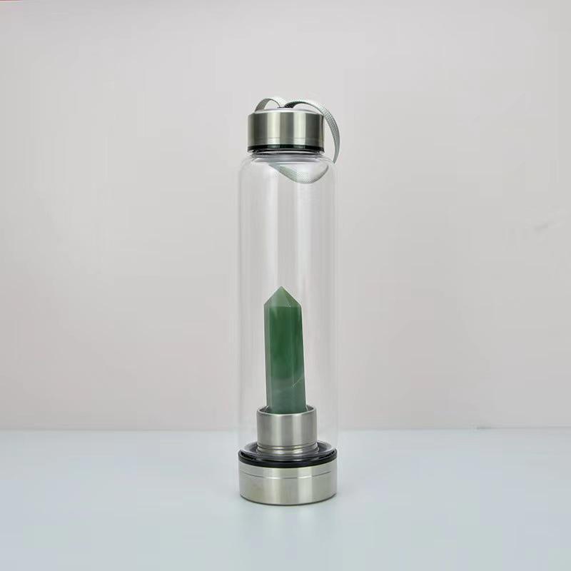 Hexagonal Prism Crystal Glass Water Cup with Magic Wand Spa Design - Custom Logo Option Available