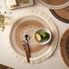 Heat Resistant Braided Place Mats Non-Slip Cup Coaster Mat Vintage Round Placemat  Dining Table