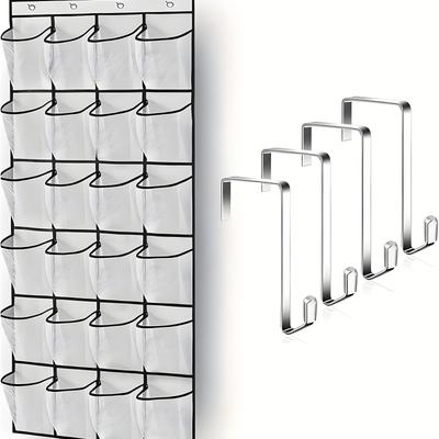 Over the Door Shoe Organizer, 24 Large Breathable Mesh Pockets, Space Saving Hanging Storage Holder, Closet Rack Hanger Holds