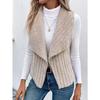 Gilet aperto da donna in finta pelliccia con lavorazione a coste, casual, caldo, senza maniche