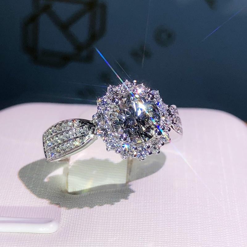 Silve Gorgeous Shiny Stone Zircom Ring For Women Engagement Wedding High Quality Fine Jewelry