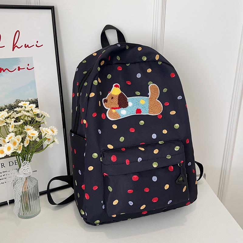 

Милый рюкзак в горошек с таксой, большой вместимости, повседневный, студенческий, школьный, с изысканной индивидуальностью, модная дорожная сумка, подарки чёрный