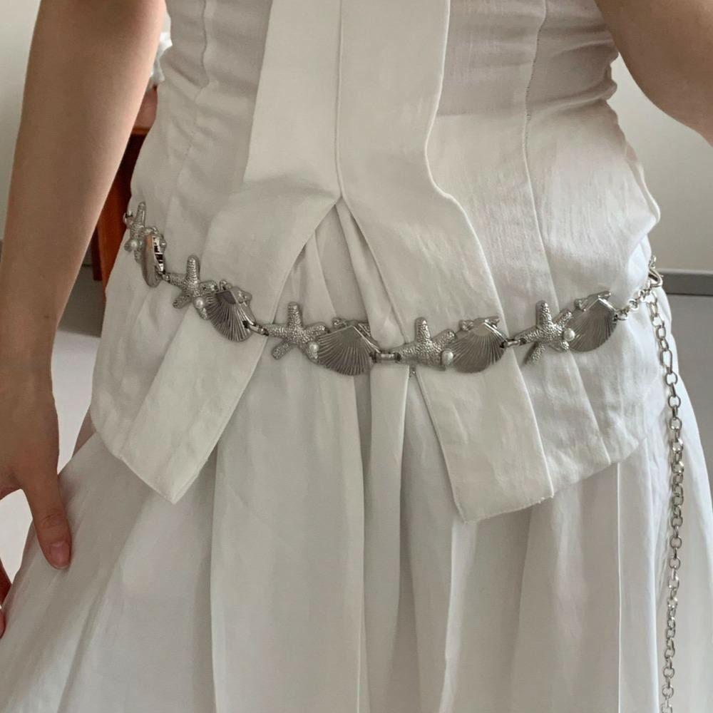 Zinc Zinc Alloy Pearl Shell Starfish Waist Chain Ornaments Starfish Beach Body Chain  Girls Couple Gift
