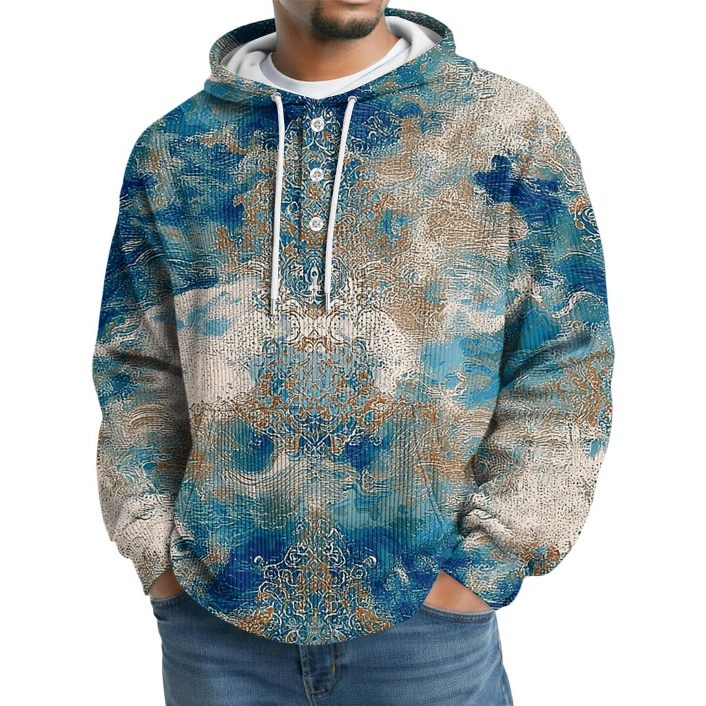Men's Knit Hooded Sweatshirt Casual Long-Sleeve Sweatshirt