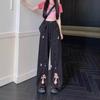 Autumn Women's Fashion Casual Retro Embroidery Loose Straight Pants