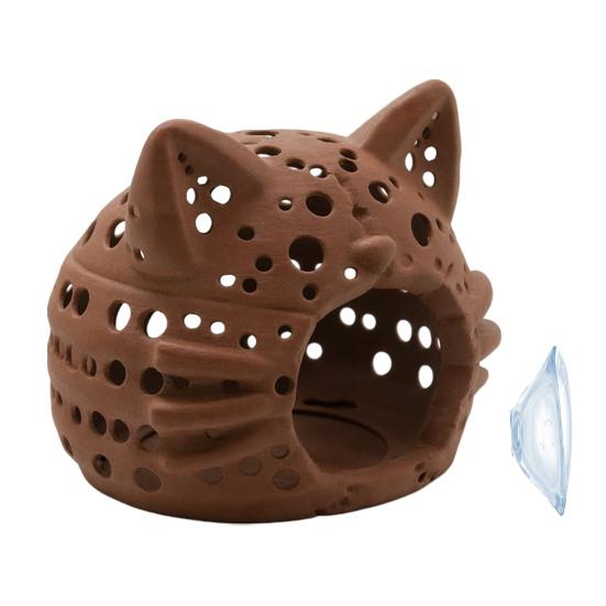 Betta Fish Accessories Aquarium Shrimp Cave, Cat Head Hideout with Suction Tank Cave for Small Cup, Decorative Tanks Decoration Shelter