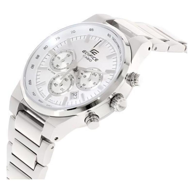 Casio EDIFICE Simple Casual Fashion Quartz Movement Stainless Steel Strap Japanese and Korean Watch Men's Watch White Dial EF-500BP-7A