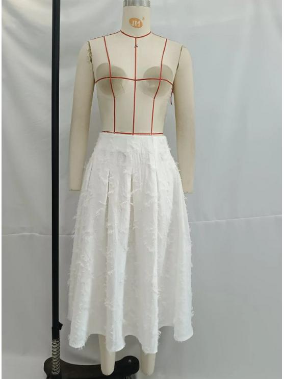 European & American Women's Fashion Tassel Feather Shirt and Midi Skirt Set - Trendy INS Style