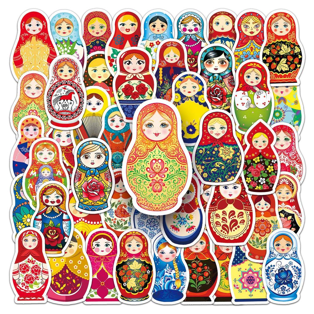 50 Photos of Russian Nesting Dolls Personalized Cartoon Creative Dolls Decorative Water Cup Suitcase Notebook Stickers