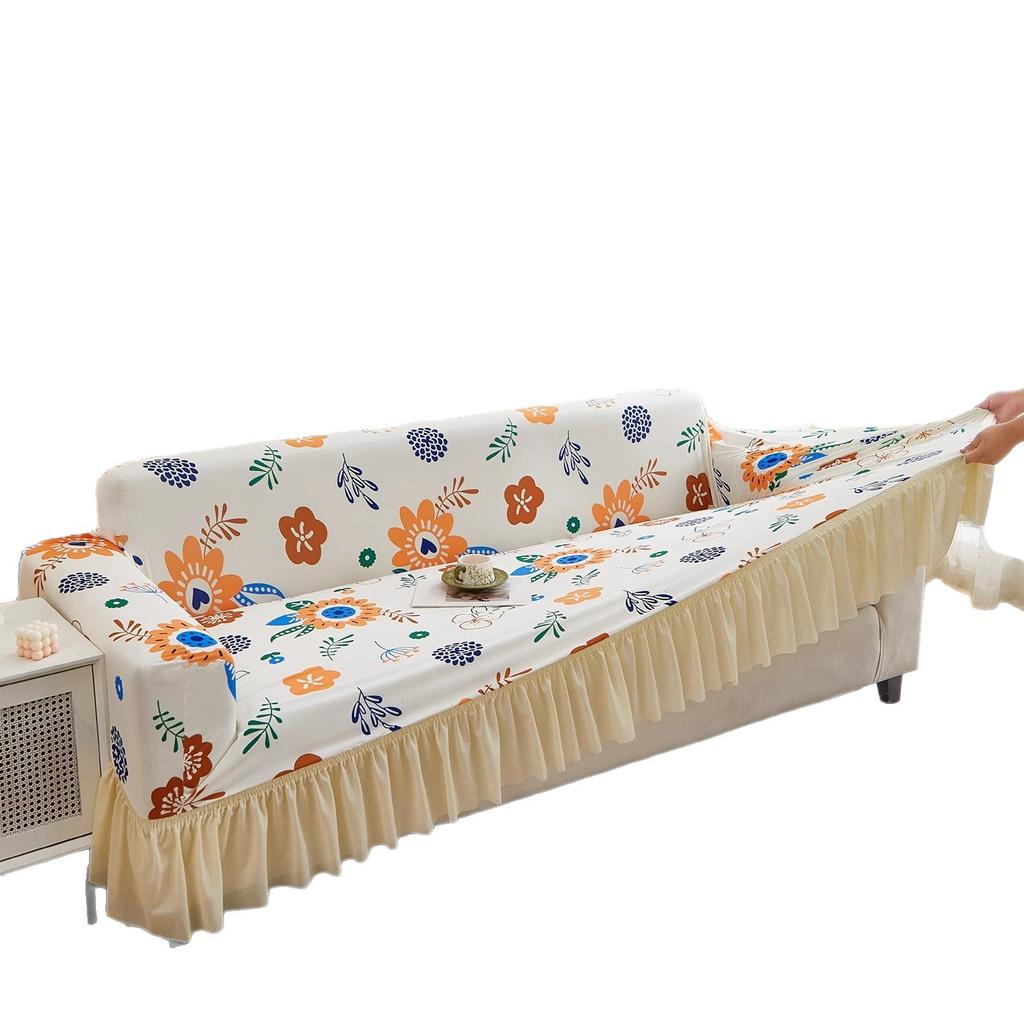 All inclusive Elastic Ice Silk Sofa Cover New Summer Style Anti Cat Scratch Skirt Hem Summer Straight Line Anti Slip Sofa Cover